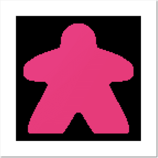 Pink Pixelated Meeple Posters and Art